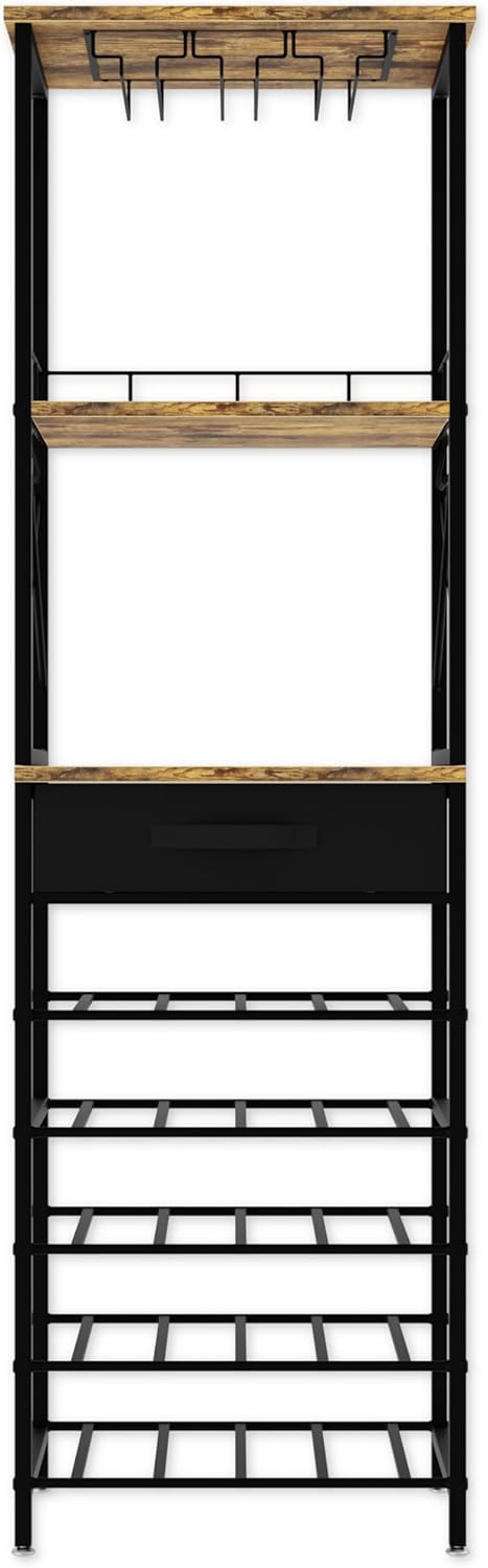 20 bottle metal and timber freestanding wine rack