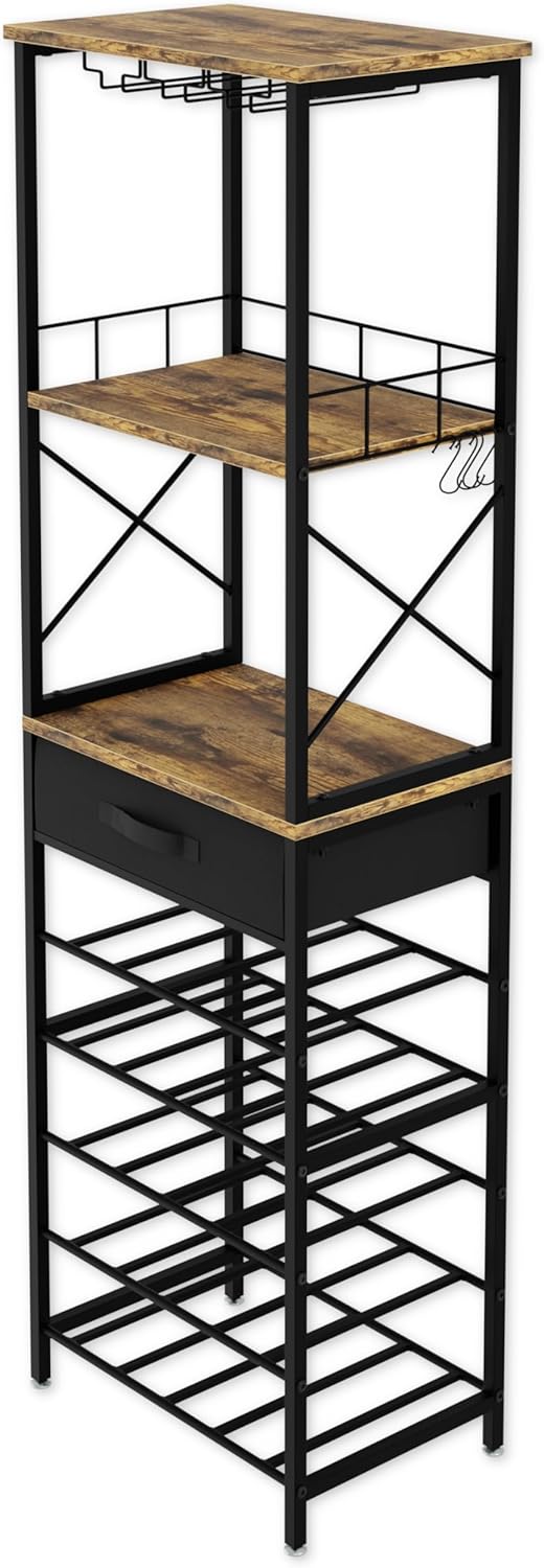 20 bottle metal and timber freestanding wine rack