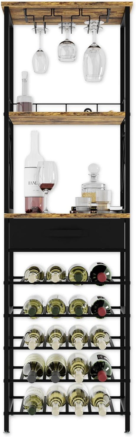 20 bottle metal and timber freestanding wine rack