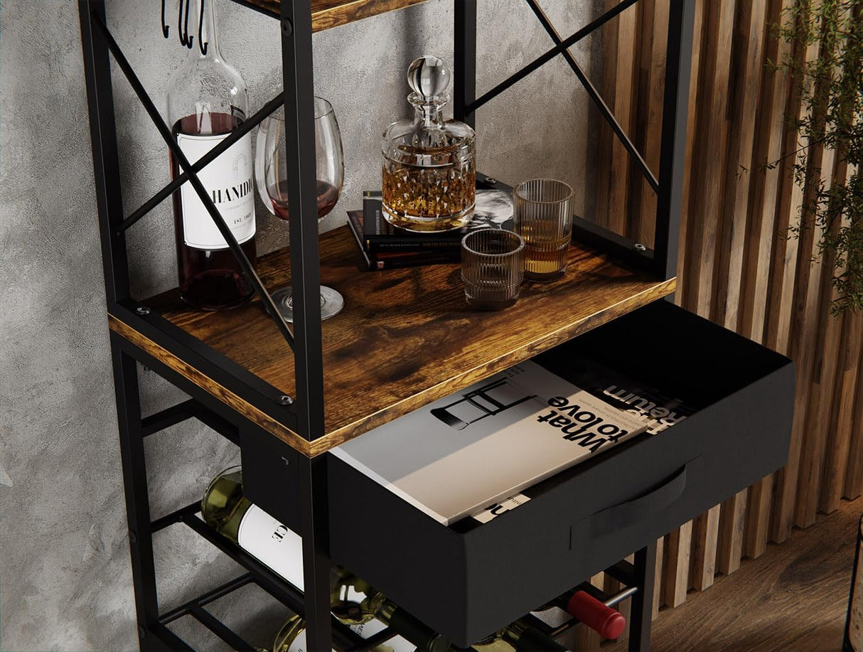 20 bottle metal and timber freestanding wine rack