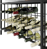Freestanding wine rack for 20 bottles with wooden countertop and metal frame