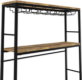 Freestanding wine rack for 20 bottles with wooden countertop and metal frame
