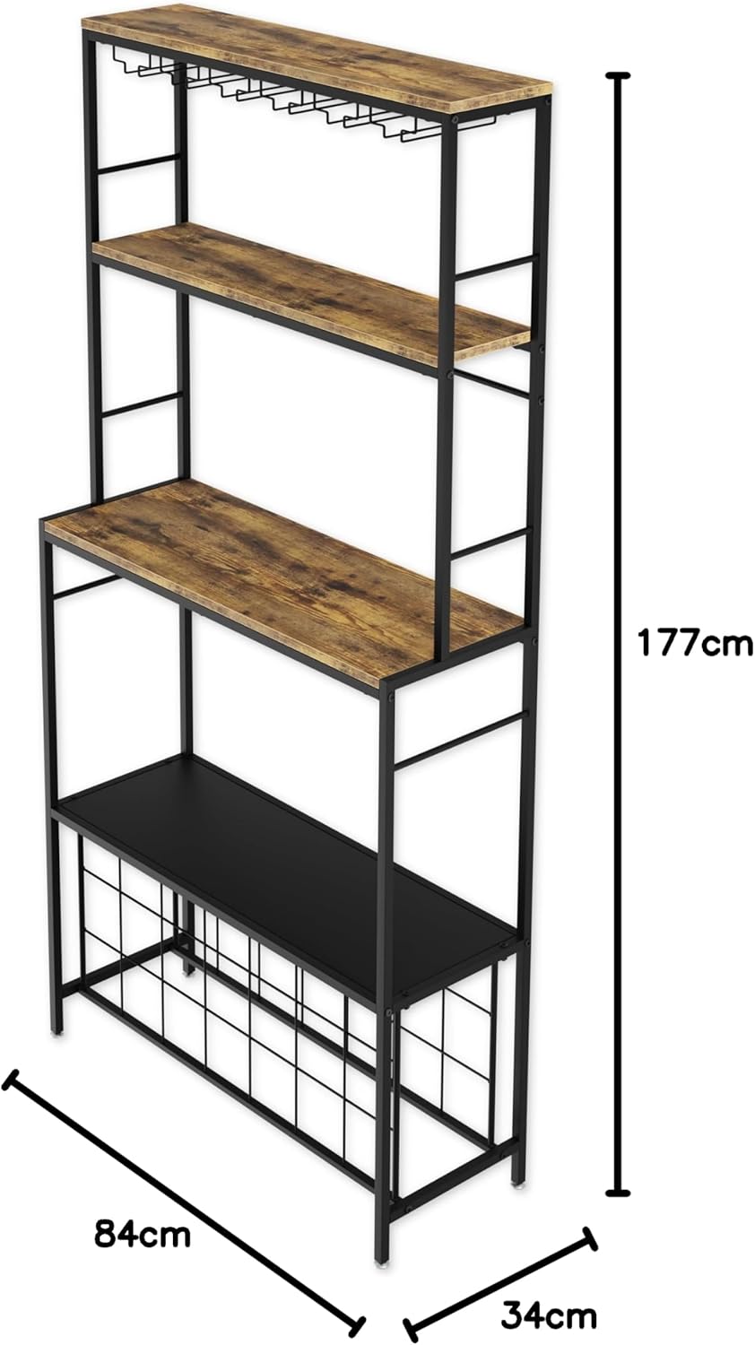 Freestanding wine rack for 20 bottles with wooden countertop and metal frame