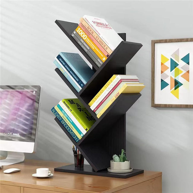 CARLA HOME 5-Tier Tree Bookshelf Storage Rack — Black — Allure Home Collections