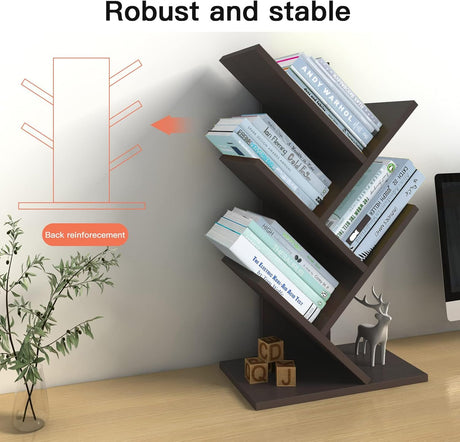 CARLA HOME 5-Tier Tree Bookshelf Storage Rack — Black — Allure Home Collections