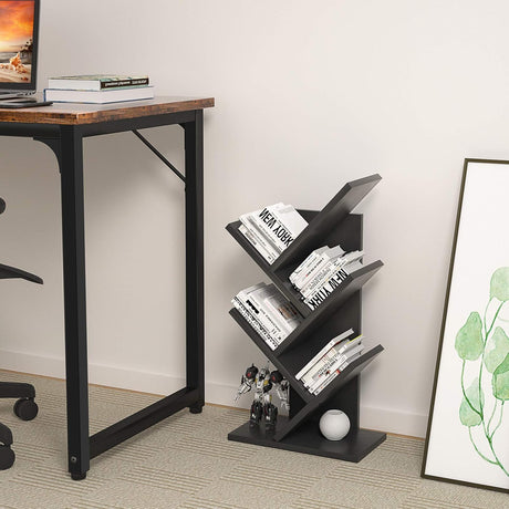 CARLA HOME 5-Tier Tree Bookshelf Storage Rack — Black — Allure Home Collections