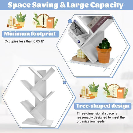 CARLA HOME 5-Tier Tree Bookshelf Storage Rack