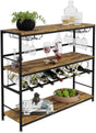 20 bottle metal and timber freestanding wine rack with glass holder