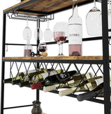20 bottle metal and timber freestanding wine rack with glass holder