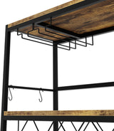20 bottle metal and timber freestanding wine rack with glass holder