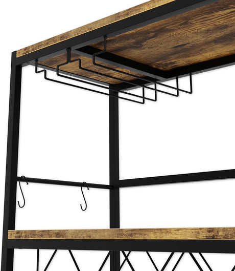 20 bottle metal and timber freestanding wine rack with glass holder