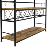 20 bottle metal and timber freestanding wine rack with glass holder