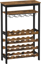 24 bottle metal and timber freestanding wine rack