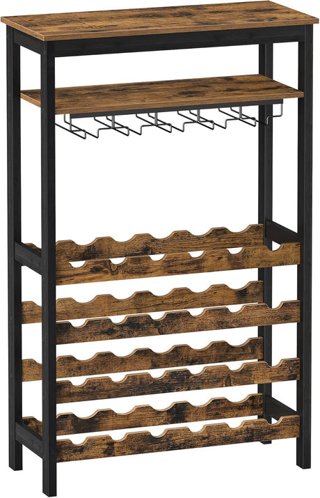 24 bottle metal and timber freestanding wine rack
