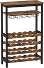 24 bottle metal and timber freestanding wine rack