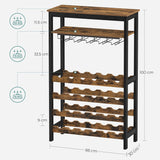 24 bottle metal and timber freestanding wine rack