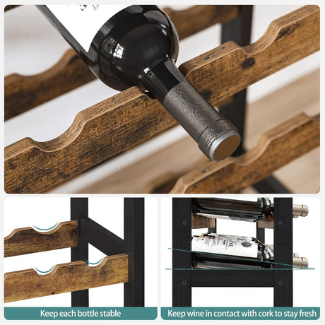 24 bottle metal and timber freestanding wine rack