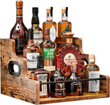 3 tier timber countertop bottle display rack