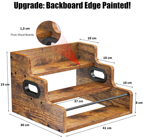 3 tier timber countertop bottle display rack