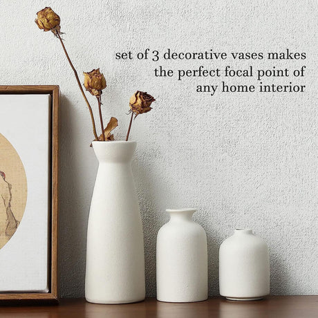 Modern white ceramic vase set of 3