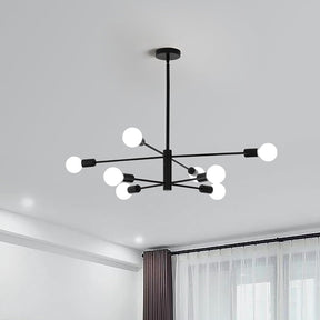Eight light Sputnik chandelier in black and gold