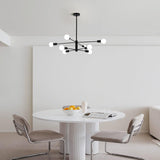 Eight light Sputnik chandelier in black and gold