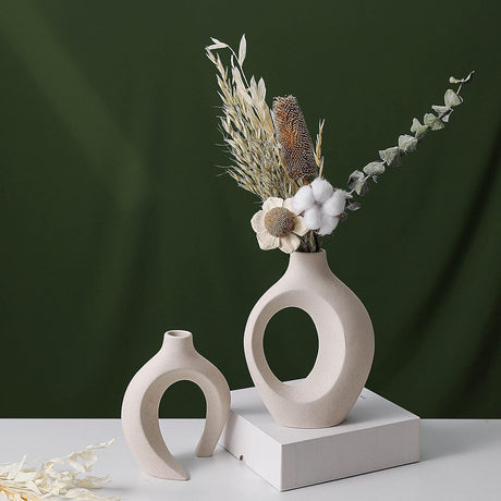 White ceramic vase set of 2