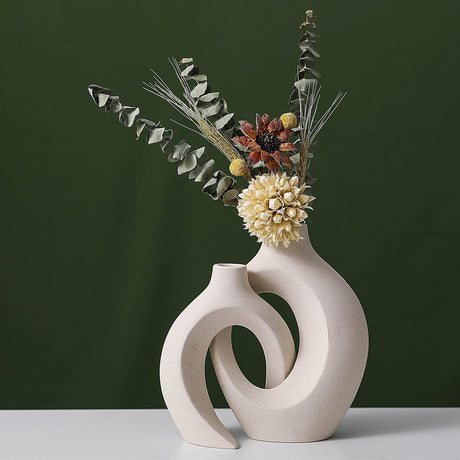 White ceramic vase set of 2