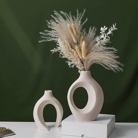 White ceramic vase set of 2