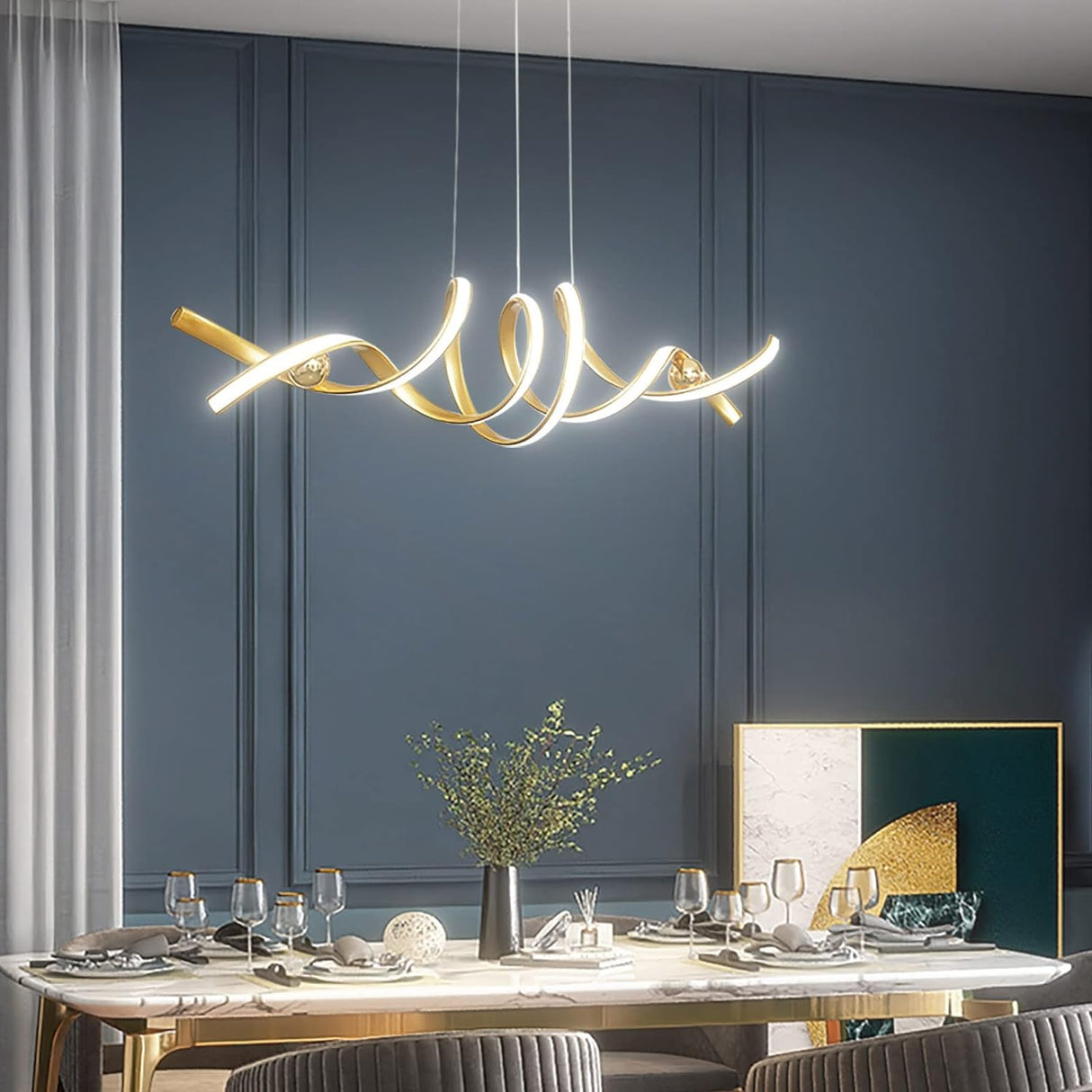 Modern gold LED pendant chandelier, 75 W