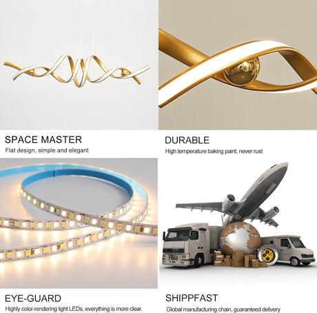 Modern gold LED pendant chandelier, 75 W