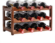 3 tier natural bamboo countertop wine rack holding 12 bottles