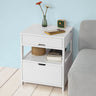 Contemporary Bedside Table with 2 Drawers and Shelf — Black and White — Allure Home Collections