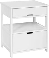 Contemporary Bedside Table with 2 Drawers and Shelf — Black and White — Allure Home Collections