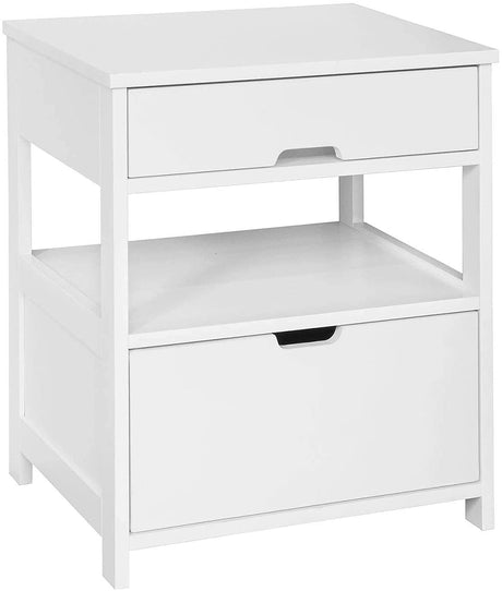 Contemporary Bedside Table with 2 Drawers and Shelf — Black and White — Allure Home Collections