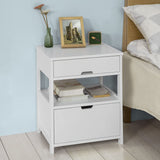 Contemporary Bedside Table with 2 Drawers and Shelf — Black and White — Allure Home Collections
