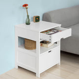 Contemporary Bedside Table with 2 Drawers and Shelf — Black and White — Allure Home Collections