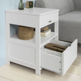Contemporary Bedside Table with 2 Drawers and Shelf — Black and White — Allure Home Collections