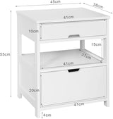 Contemporary Bedside Table with 2 Drawers and Shelf — Black and White — Allure Home Collections