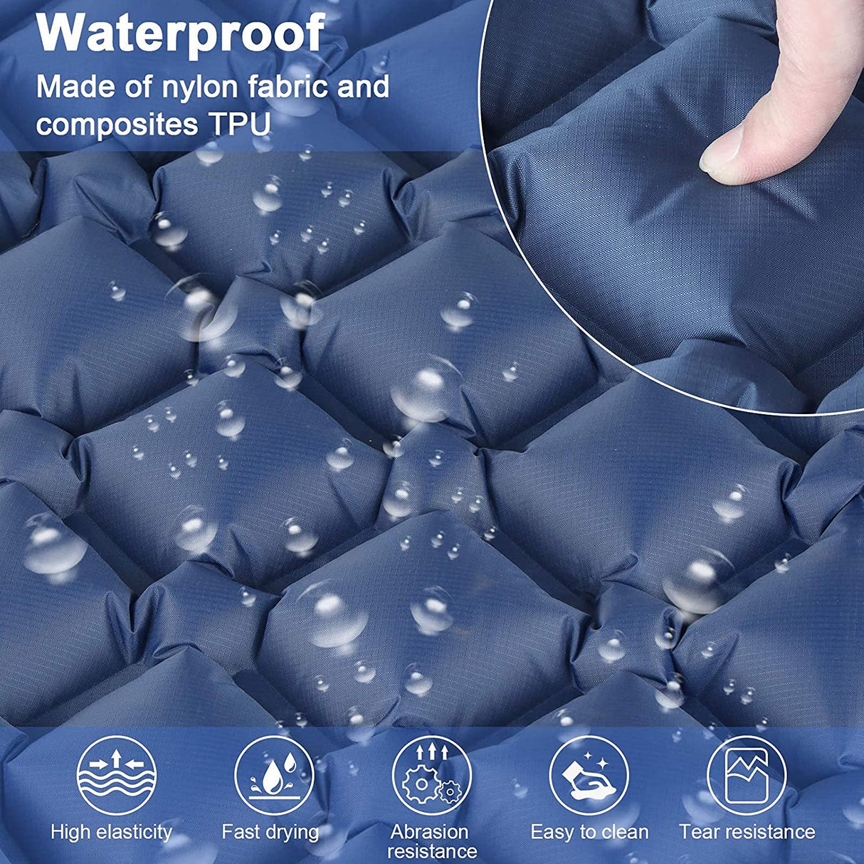 Berg Sleeping Pad, Ultralight Inflatable with Built In Pillow and Foot Pump