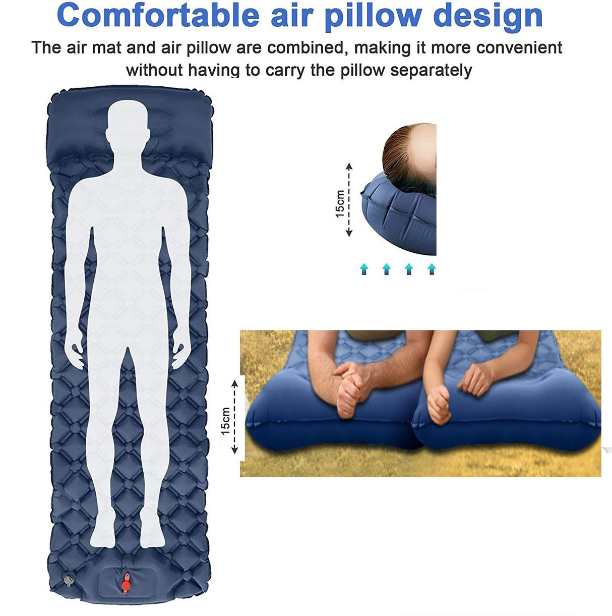 Berg Sleeping Pad, Ultralight Inflatable with Built In Pillow and Foot Pump