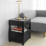 Contemporary Bedside Table with 2 Drawers and Shelf — Black and White — Allure Home Collections