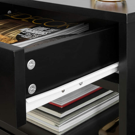 Contemporary Bedside Table with 2 Drawers and Shelf — Black and White — Allure Home Collections