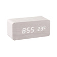 Wooden LED desk clock with Qi charger front view