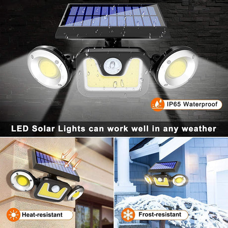 Outdoor Solar Lights with 3 Adjustable Heads Motion Sensor Porch Garden Patio — Allure Home Collections