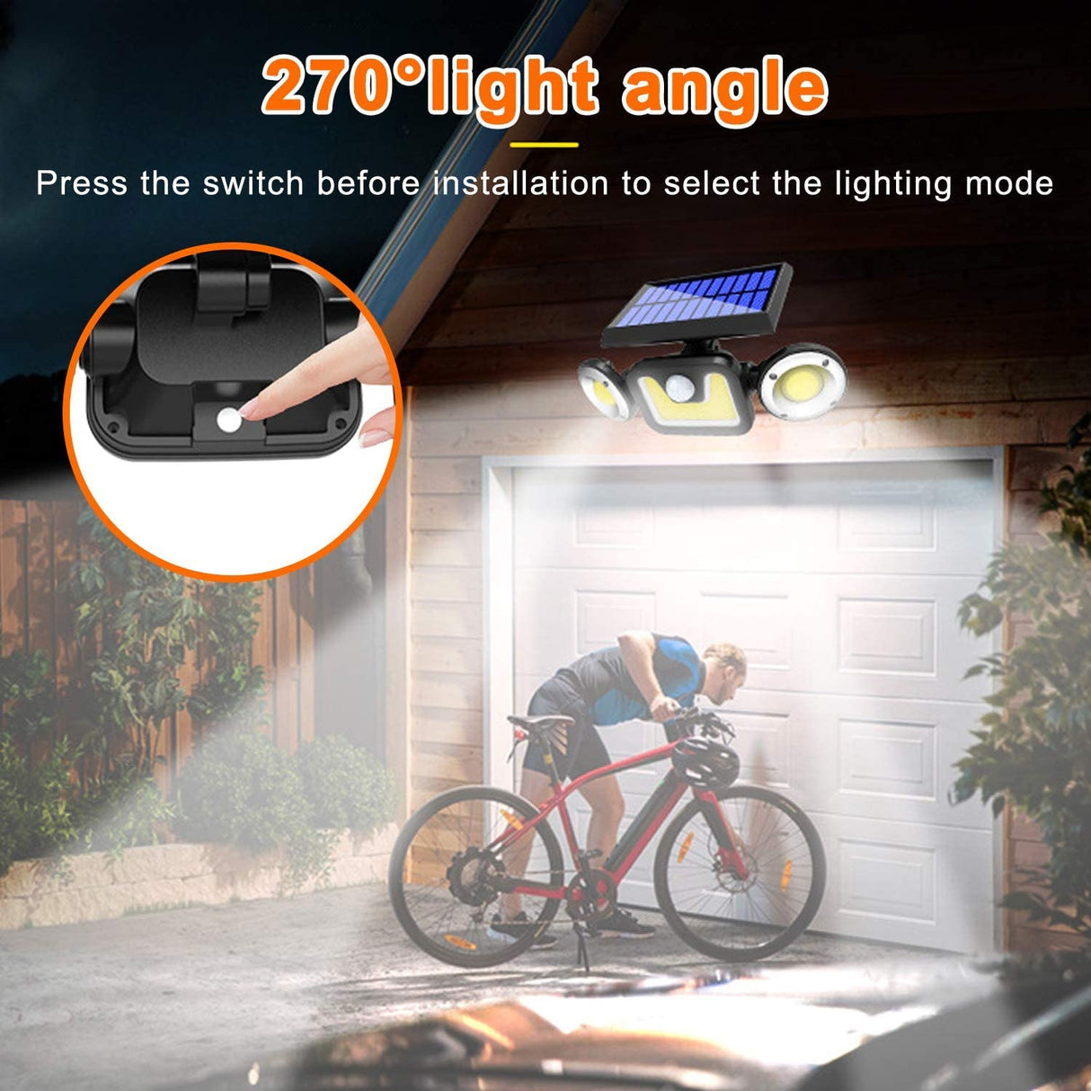 Outdoor Solar Lights with 3 Adjustable Heads Motion Sensor Porch Garden Patio — Allure Home Collections