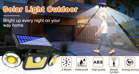 Outdoor Solar Lights with 3 Adjustable Heads Motion Sensor Porch Garden Patio — Allure Home Collections