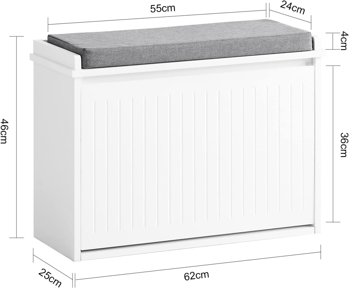 Roses Gap Cushioned Shoe Storage Bench, White image 3
