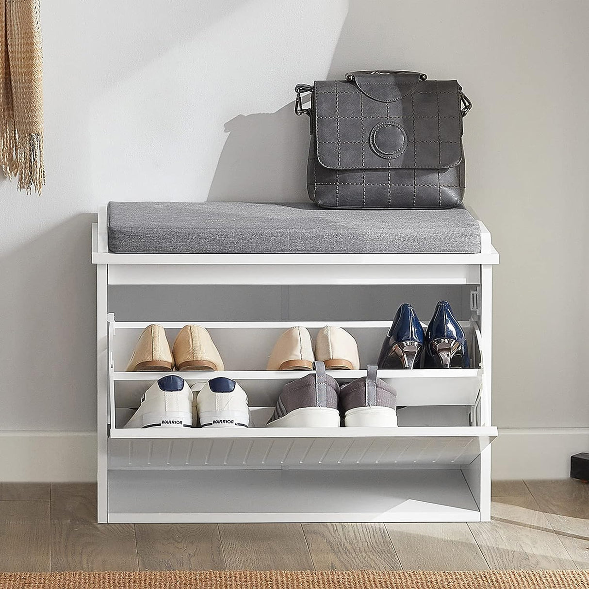 Roses Gap Cushioned Shoe Storage Bench, White image 4