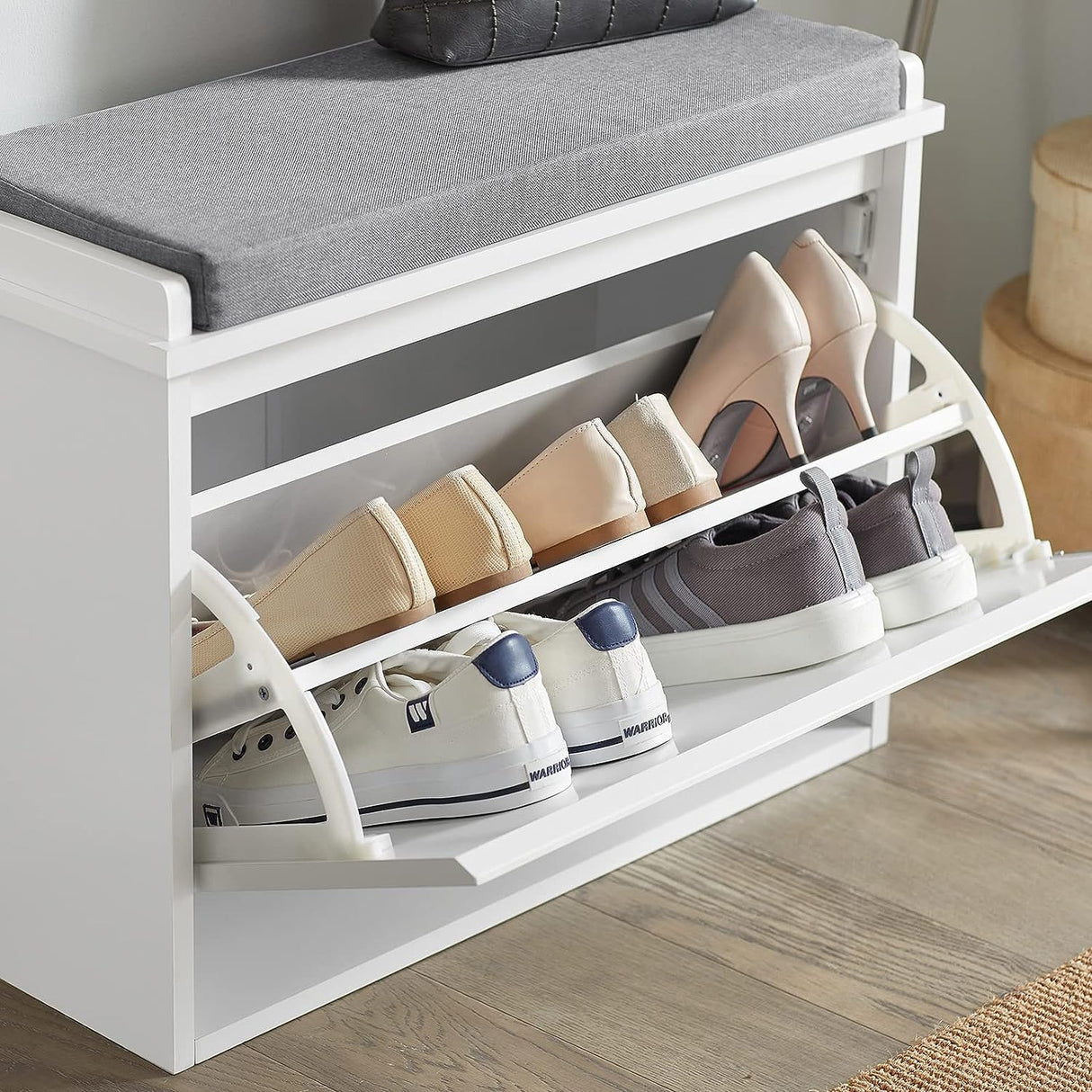 Roses Gap Cushioned Shoe Storage Bench, White image 7